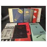 Vintage 1940s-1960s Wildcat High School Yearbook Collection, includes 1947 Wranglers Elementary Yearbook
