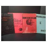 Vintage 1940s-1960s Wildcat High School Yearbook Collection, includes 1947 Wranglers Elementary Yearbook