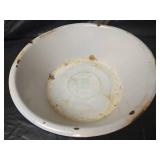 Vintage White Enamelware Basin with RV Toilet Paper