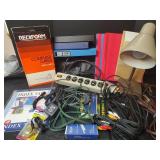 Office Supply Lot - Desk Lamp, Surge Protector, Extension Cords, Binders and More