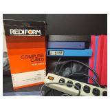 Office Supply Lot - Desk Lamp, Surge Protector, Extension Cords, Binders and More