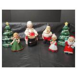 Vintage 1950s LeftonChristmas Figurines,  Salt and Pepper Shakers, Santa Claus and Mrs Santa and More