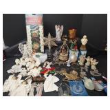 Holiday Ornament Collection with Angels and Nativity, Candle Holder and More. Some VTG pieces