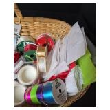 Christmas Wrapping Supply Basket with Ribbons