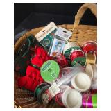 Christmas Wrapping Supply Basket with Ribbons