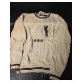 Camel Golf Sweater with Embroidered Player Design