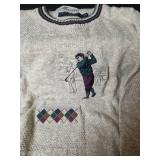 Camel Golf Sweater with Embroidered Player Design