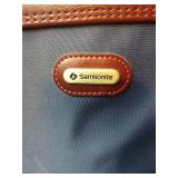 Samsonite Navy Blue Luggage Set with Brown Leather Trim, Like New