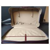 Samsonite Navy Blue Luggage Set with Brown Leather Trim, Like New