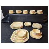 Homer Laughlin Floral Border China Set (6) Place Setting 30pc.