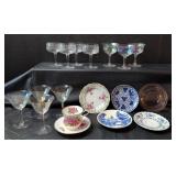 Mixed lot of glassware and China includes one Pink Depression Glass