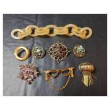Brooches and Bakelite Chain