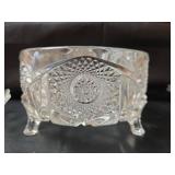 Crystal Clear Glass Footed Bowls and Light Blue Glass Bowl