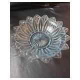 Crystal Clear Glass Footed Bowls and Light Blue Glass Bowl