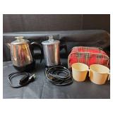 Farberware Superfast Electric Coffee Percolator and Travel Electric Percolator with Mugs