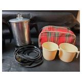 Farberware Superfast Electric Coffee Percolator and Travel Electric Percolator with Mugs