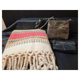 Crocheted Wool Lap Blanket and 2 Handbags