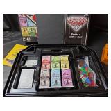 Monopoly Millionaire Board Game Bundle with Wooden Checkers Chest and Garfield Cards