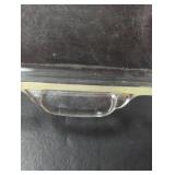 Vintage Pyrex 222 Square Glass Baking Dish with B-HH marking and Decorative Handles