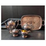 Briarcliff Silver Tea Service Set with Tray