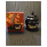 Avon Lotus Blossoms Black Lacquer Candle Holder