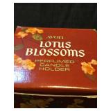 Avon Lotus Blossoms Black Lacquer Candle Holder