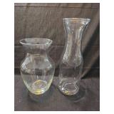 Clear Glass Hurricane Vases - Set of 2