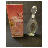 Avon Golden Flamingo Bath Oil Set with Glass Decanter