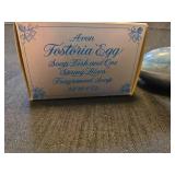 Avon Fostoria Egg Set with Spring Lilacs Soap