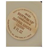 Avon Skip-a-Rope Roses Cologne Set with Buttercup Candlestick