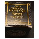 Avon Oriental Peony Moonwind Cologne with Red Vase