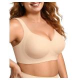 OEAK Womens Wireless Jelly Bra Plus Size Supportive Seamless Bras Full Coverage Push Up Comfortable No Underwire Tshirt Bras Nude XXL