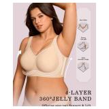 OEAK Womens Wireless Jelly Bra Plus Size Supportive Seamless Bras Full Coverage Push Up Comfortable No Underwire Tshirt Bras Nude XXL