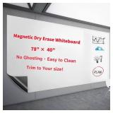 Magnetic Dry Erase Whiteboard 78"x40"- Self-Adhesive Flexible Wall Board Kit with 11 Markers, 6 Magnets, Magnetic Eraser & Holder - Ultra Smooth Writing, Effortless Clean for Office, Home, School 
