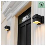 GLOBE Electric 60000022 11.5W LED Integrated Outdoor Wall Sconce, Matte Black, Gold Accent, 400 Lumens, 3000 Kelvins, 90 CRI, Front or Back Porch Decor, Modern Minimalist Exterior Lighting, Retail $50