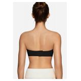 OEAK Womens Strapless Bras Push Up Bandeau Bra Non Slip Wireless Supportive Padded Bras Seamless Comfortable Tube Bra Black Medium