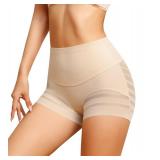 ASIMOON Shapewear for Women Stretch Tummy Control Boyshorts Underwear Comfy High Waisted No Show Panties for Ladies Beige Medium