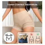 ASIMOON Shapewear for Women Stretch Tummy Control Boyshorts Underwear Comfy High Waisted No Show Panties for Ladies Beige Medium