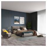 MULGREAT Peel and Stick Floor Tile, 18 Sq.Ft Self Adhesive Vinyl Flooring Plank, 12 Pieces Waterproof Heavy Duty Wood Grain Tiles, 36"x6" DIY Planks for Laundry Kitchen Apartment Home, Soft Grey, Reta