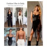 Popilush Bodysuit for Women Tummy Control Shapewear Faux Leather Corset Tops Thong Body Suits for Womens Small