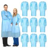 Xuhal 150 Pack Disposable Isolation Gowns PPE Gowns Disposable Bulk Fully Closed Double Tie Back Elastic Cuffs for Home Isolation, Labs, Dental, Beauty Agencies, Tattoo Practices, Unisex (Blue) Retail