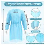 Xuhal 150 Pack Disposable Isolation Gowns PPE Gowns Disposable Bulk Fully Closed Double Tie Back Elastic Cuffs for Home Isolation, Labs, Dental, Beauty Agencies, Tattoo Practices, Unisex (Blue) Retail