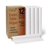 Caring Headrest Exam Table Paper, Smooth, 8.5" x 225", 12 Rolls/Case, Disposable Medical Table Paper for Chiropractors, Massage Therapists & Physical Therapy Offices, Hygienic Surface Protection R
