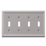 Amerelle 149T4BN Wallplate, Quad Toggle, Brushed Nickel