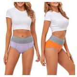 CULAYII High Waisted Underwear for Women Cotton Briefs Full Coverage Soft Breathable Ladies Panties Large