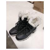 Umerigo Snow Boots Women Mid-Calf Warm Waterproof Anti-Slip Ankle Boots Winter Lace-up Booties Deep Tread Rubber Sole Faux Fur Lined Hiking Outdoor Comfortable