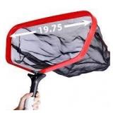 Pool Skimmer Net 19.7\" Large Pool Leaf Rake with Durable Deep Bag, Detachable Aluminum Frame, Pond Cleaning Scoop for Inground and above Ground Swimming Pools No Pole Included (Red)