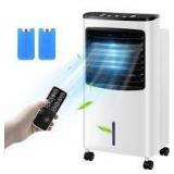 Portable Air Conditioner, Windowless Evaporative Air Cooler, 3-IN-1 Cooling Fan w/Humidifier & Remote Control, 3-Speed, 7H Timer & 4 Ice Packs, 70Â° Oscillation Swamp Cooler for Room Home Office Gar