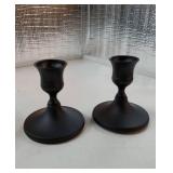 Black Taper Candle Holders Set of 2, Vintage Metal Candlestick Holders for Dinner Room Table Centerpiece or Mantel Wedding Party Decor - Retail: $8