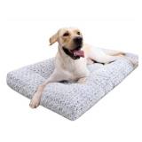 Washable Dog Bed Deluxe Plush Dog Crate Beds Comfy Kennel Pad Anti-Slip Pet Sleeping Mat for Large, Jumbo, Medium, Small Dogs Breeds, 35 x 23", Gray "